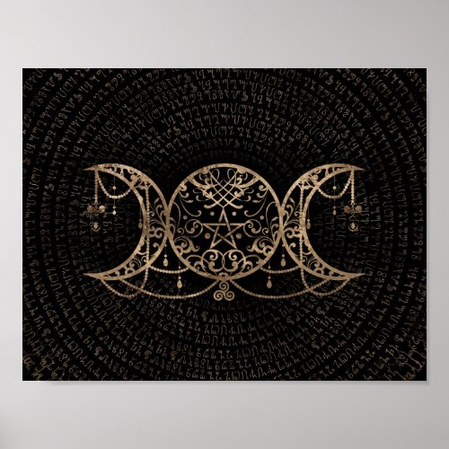 Triple Moon _ Triple Goddess Gold and black Poster