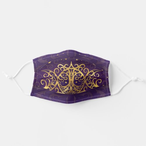 Triple Moon _ Triple Goddess Gold and Purple Adult Cloth Face Mask