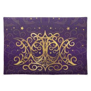 Triple Moon - Triple Goddess Gold and Purple Cloth Placemat