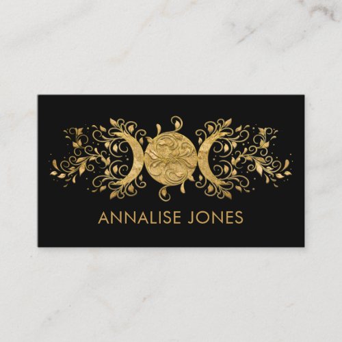 Triple Moon _ Triple Goddess Golden Ornament  Business Card