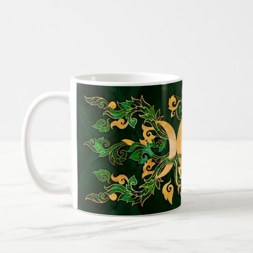 Triple Moon _ Triple Goddess Malachite and Gold Coffee Mug