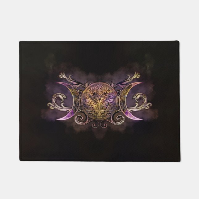 Triple Moon - Triple Goddess -Midnight shimmer Doormat (Front)