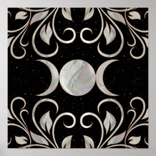 Triple Moon - Triple Goddess - Mother of Pearl Poster