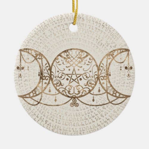 Triple Moon _ Triple Goddess Pastel Gold Ceramic Ornament