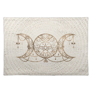 Triple Moon - Triple Goddess Pastel Gold Cloth Placemat