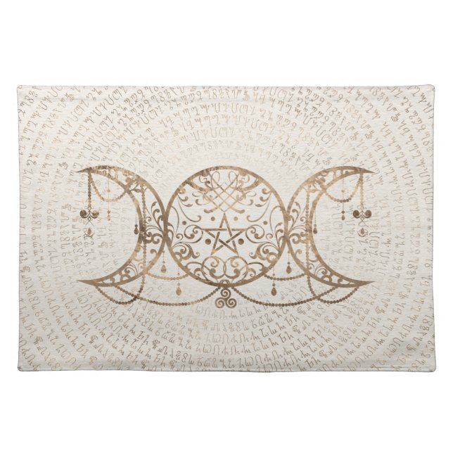 Triple Moon - Triple Goddess Pastel Gold Cloth Placemat (Front)