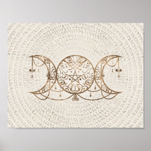 Triple Moon _ Triple Goddess Pastel Gold Poster