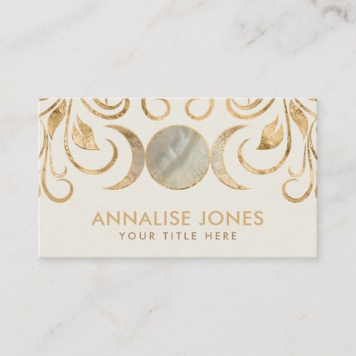  Triple Moon _ Triple Goddess Pearl and Gold Busin Business Card
