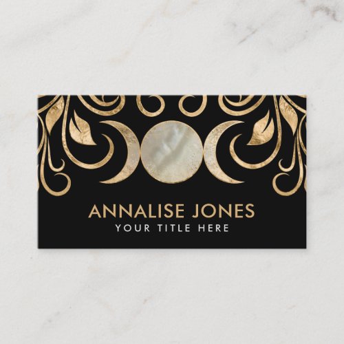  Triple Moon _ Triple Goddess Pearl and Gold Business Card
