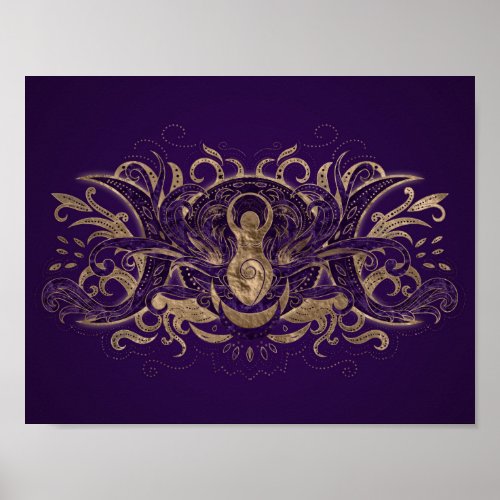 Triple Moon _ Triple Goddess Purple and Gold Poster