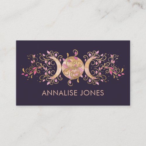 Triple Moon _ Triple Goddess Rose Gold Ornament Business Card