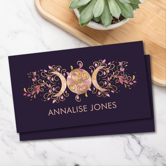 Triple Moon - Triple Goddess Rose Gold Ornament Business Card (Creator Uploaded)