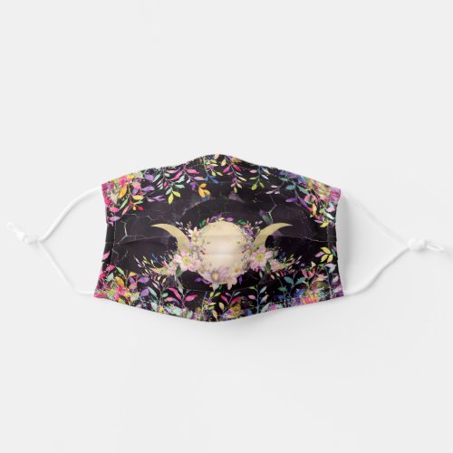 Triple Moon _ Triple Goddess_ Watercolor flowers Adult Cloth Face Mask