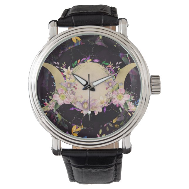 Triple Moon - Triple Goddess- Watercolor Watch (Front)