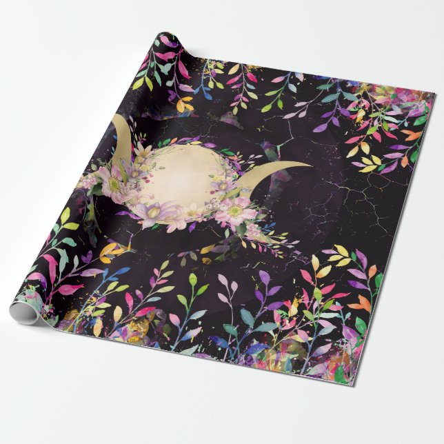 Triple Moon - Triple Goddess- Watercolor Wrapping Paper (Unrolled)