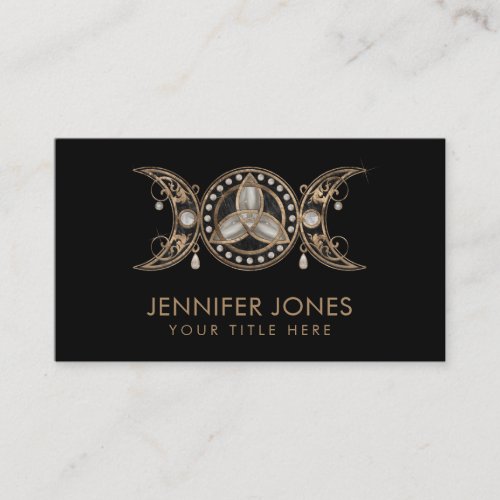 Triple Moon Triquetra Mother of Pearl Business Card