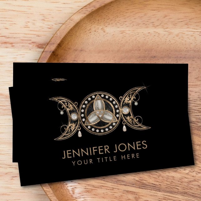 Triple Moon Triquetra Mother of Pearl Business Card (Creator Uploaded)