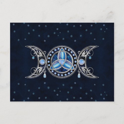 Triple Moon Triquetra Ornament with Moonstone Postcard