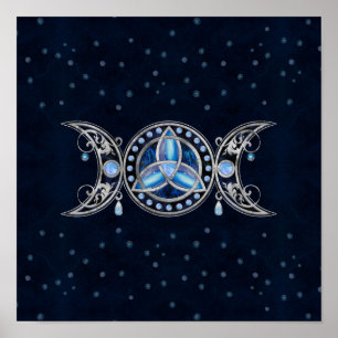 Triple Moon Triquetra Ornament with Moonstone Poster
