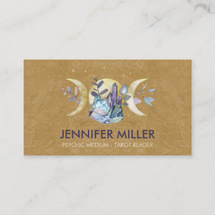 Triple Moon - Watercolor Crystals Business Card