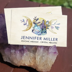 Triple Moon - Watercolor Crystals Business Card