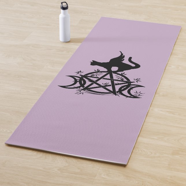 Triple Moon Wicca Pentacle Black Cat Yoga Mat (In Situ)