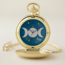 Triple Moon with Stars Pocket Watch