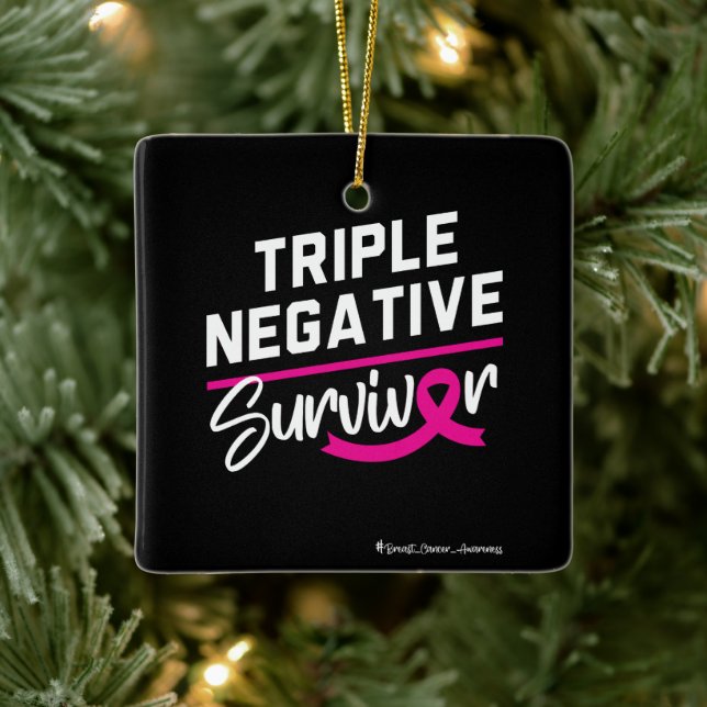 Triple Negative Survivor Breast Cancer Awareness Ceramic Ornament (Tree)