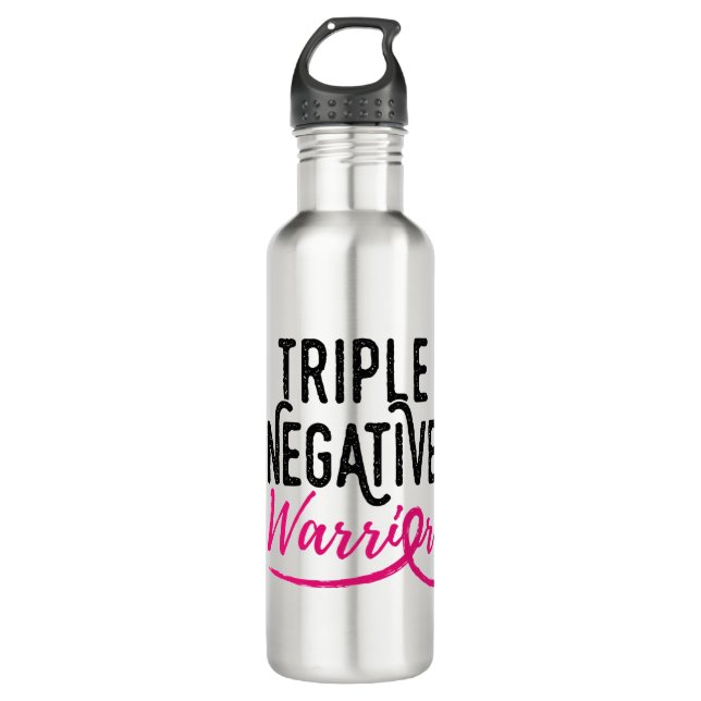Triple Negative Warrior Breast Cancer Awareness Stainless Steel Water Bottle (Front)