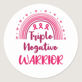 Triple Negative Warrior Breast Cancer Rainbow Classic Round Sticker