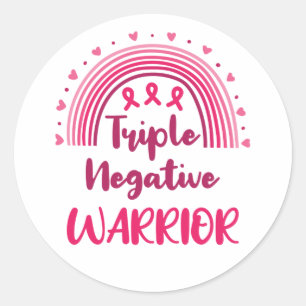 Triple Negative Warrior Breast Cancer Rainbow Classic Round Sticker