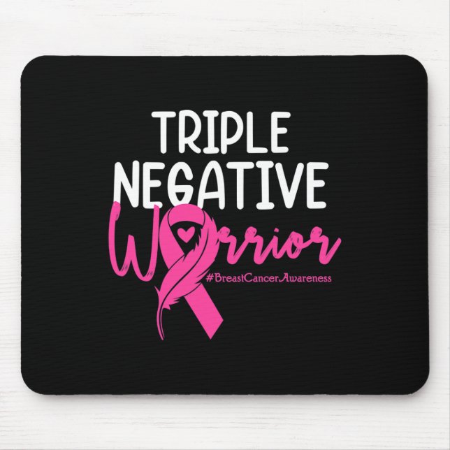Triple Negative Warrior Pink Ribbon Breast Cancer  Mouse Pad (Front)