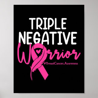 Triple Negative Warrior Pink Ribbon Breast Cancer  Poster