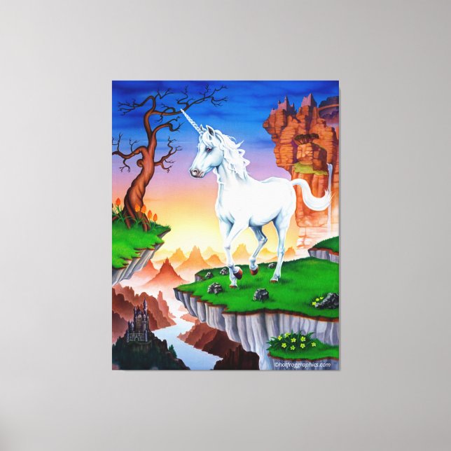 Triple panel stretched canvas fantasy Unicorn Print (Front)
