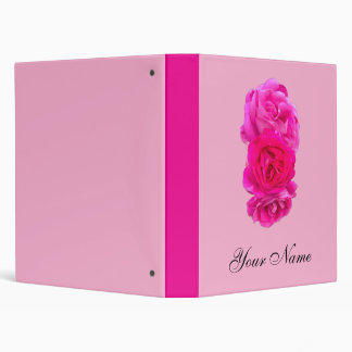 Triple Pink Roses 3 Ring Binder