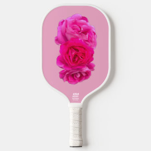 Triple Pink Roses Pickleball Paddle
