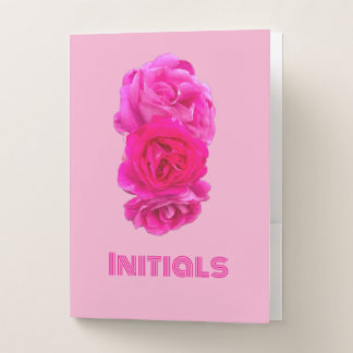 Triple Pink Roses Pocket Folder