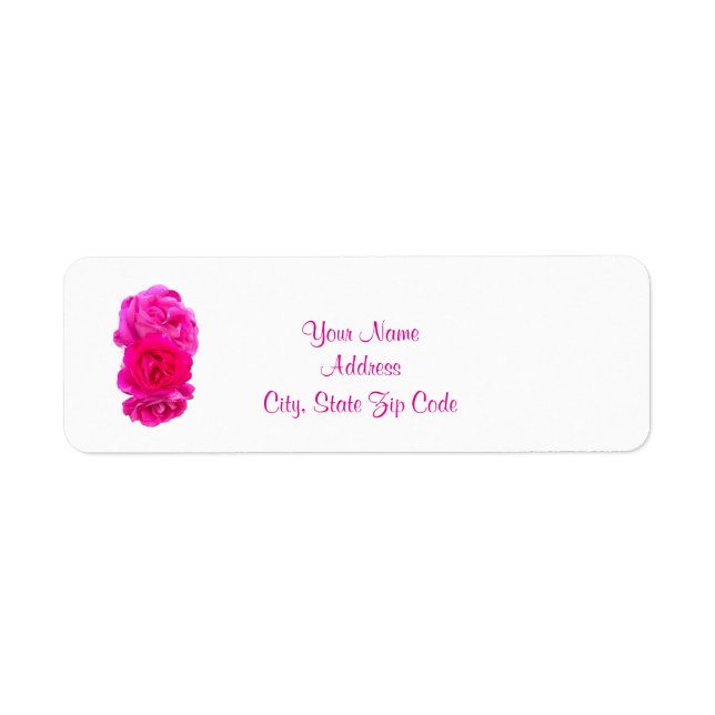 Triple Pink Roses , Return Address  Label (Front)
