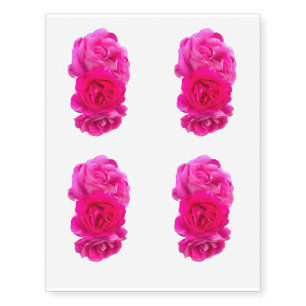 Triple Pink Roses Temporary Tattoos
