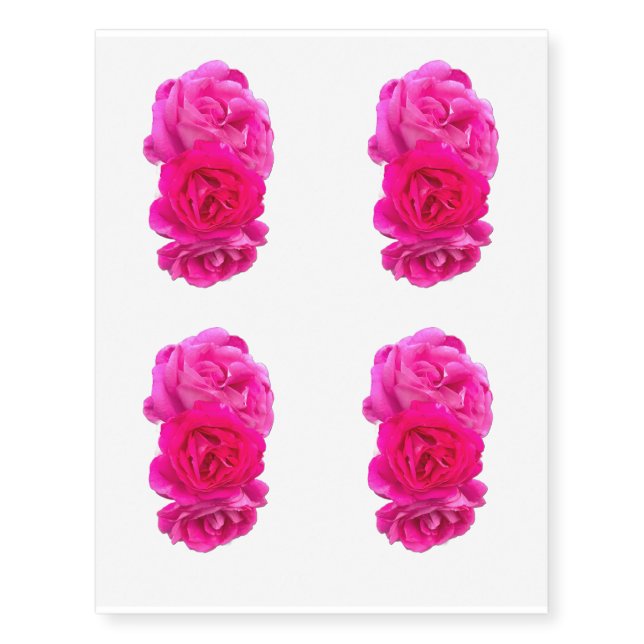 Triple Pink Roses Temporary Tattoos (Front)