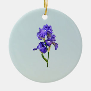 Triple Purple Iris Ceramic Ornament