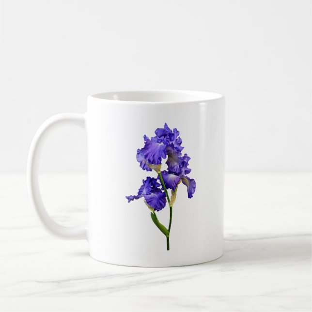 Triple Purple Iris Coffee Mug (Left)