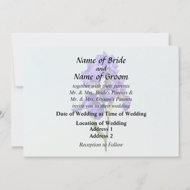 Triple Purple Iris Wedding Supplies Invitation (Front)
