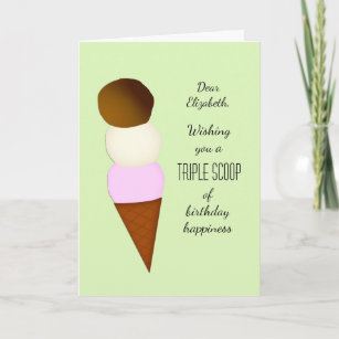 Triple Scoop Add a Name Happy Birthday Greeting Card