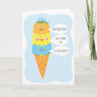 Triple Scoop Boy Ice Cream Greeting Card