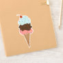 Triple Scoop Ice Cream Cone Cherry Illustration Sticker