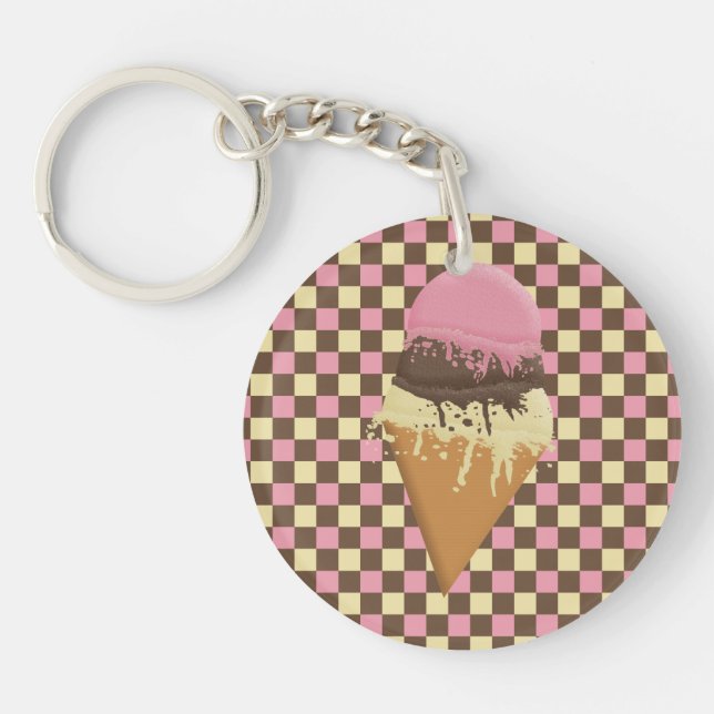 Triple-Scoop Ice Cream Cone Keychains (Front)