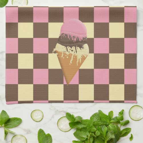Triple_Scoop Ice Cream Cone Kitchen Towels