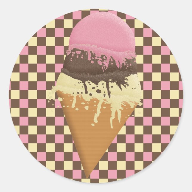 Triple-Scoop Ice Cream Cone Stickers (Front)