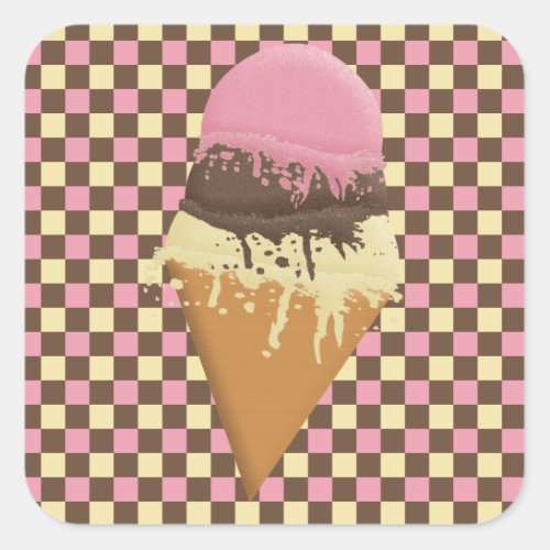 Triple_Scoop Ice Cream Cone Stickers